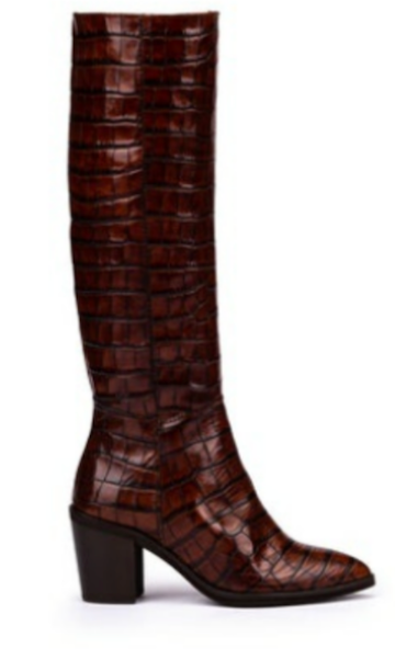 EMBOSSED CROC KNEE HIGH BOOT